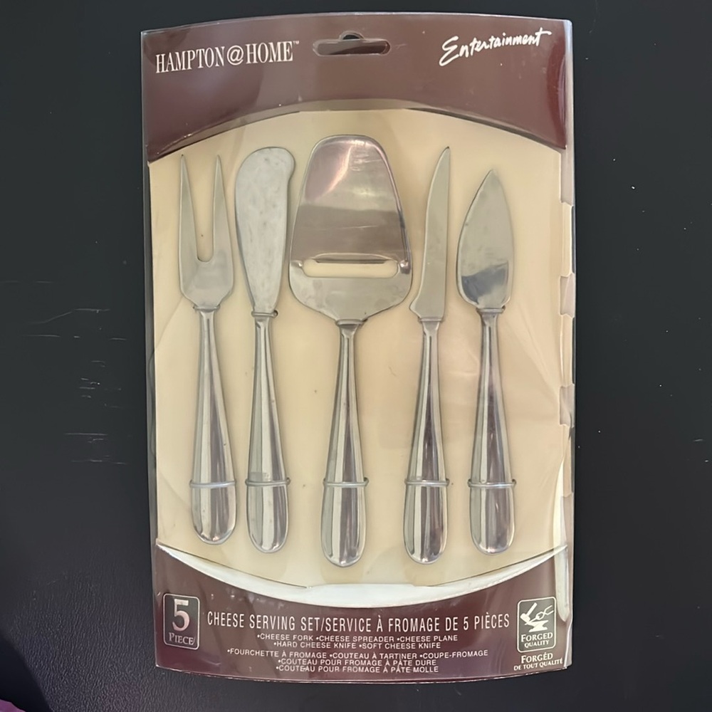 NWT Vintage Hampton @ Home 5-Piece 7” Cheese Serving Set Stainless Steel